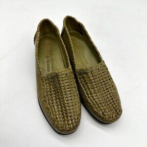 Mill Valley Footwear RZ Design Shoes Womens Woven Leather Loafer Green 5.5 B